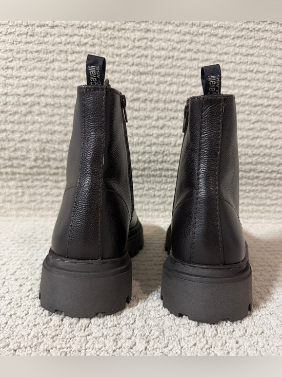 Cavalli Class Chocolate Brown Leather Combat Boots with Brass Accents main image 11